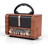 T.TAOMI Retro Portable Radio AM FM SW 3 Band,USB Charging, Shortwave Radio with Bluetooth Speaker,TF Card (Copper)