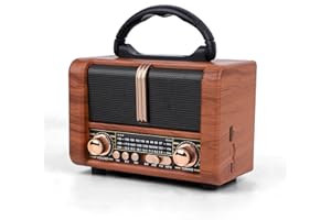 T.TAOMI Retro Portable Radio AM FM SW 3 Band,USB Charging, Shortwave Radio with Bluetooth Speaker,TF Card (Copper)