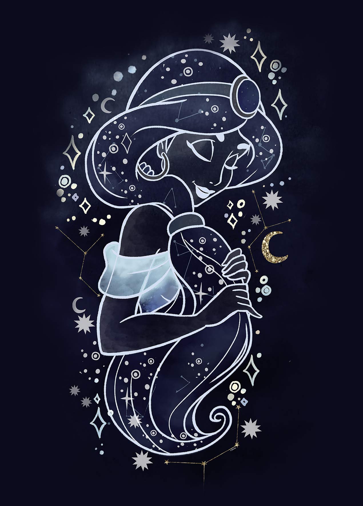 Komar Disney Wall Mural Jasmine Stars | Children's Room Decoration Art Print | Without Frame | WB084-50x70 | Size: 50 x 70 cm (Width x Height)