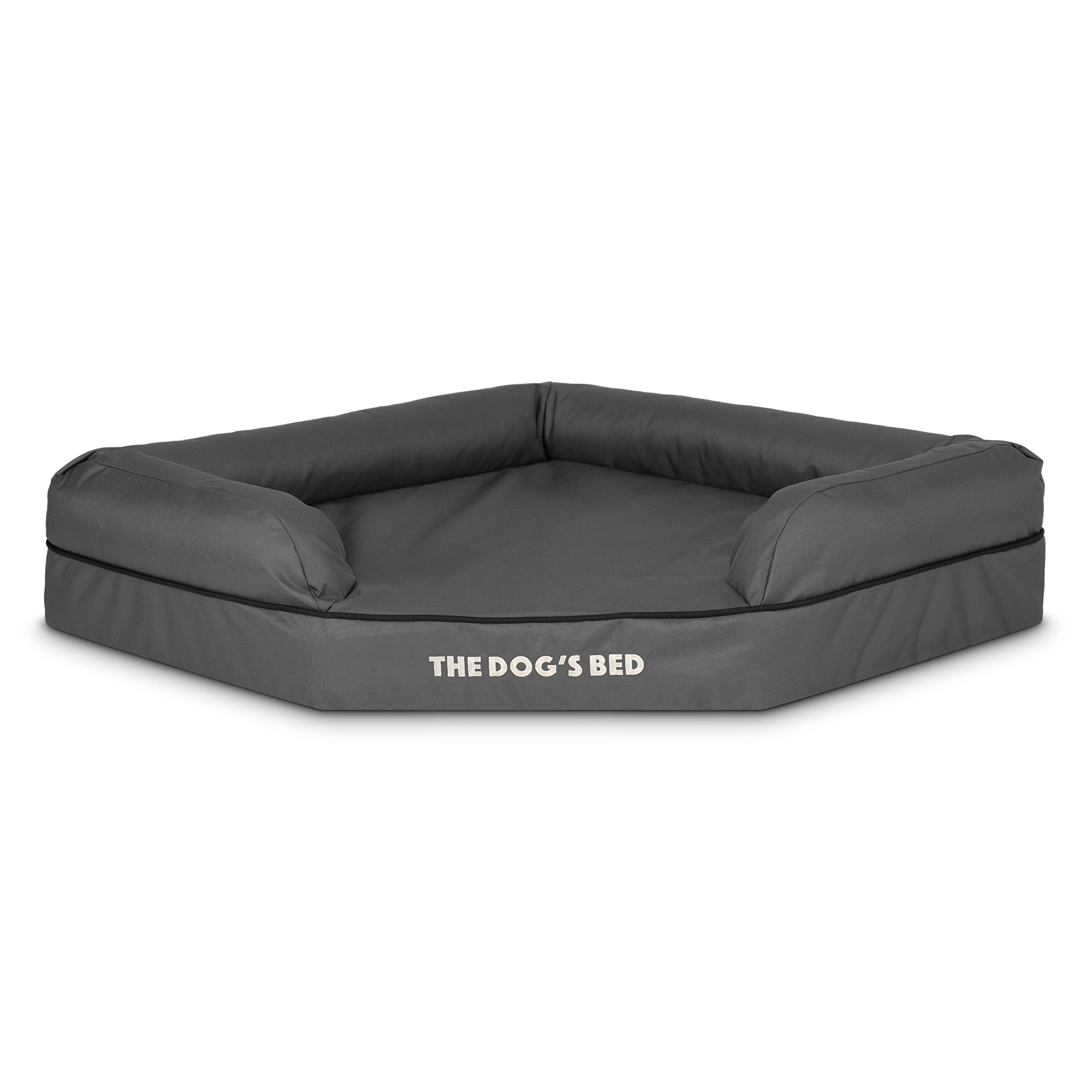 The Dog’s Bed Replacement Outer Cover, Oxford Fabric, Grey with Black Trim, Large