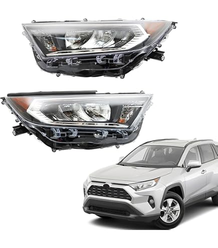 Headlight Assembly Set Replacement For Toyota RAV4 2019 2020 2021 Black LE Headlamp Pair Left/Right & Driver/Passenger Side TO2502274 TO2503274 / 81150-0R152 81110-0R152
