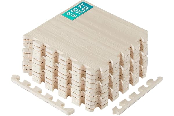 Yes4All EVA Interlocking Mats, Puzzle Floor Tiles, Foam Floor Padding with Border for Furniture, Home Space, Living Room, Gar