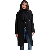 T Tahari Women's Isabelle Asymmentrical Wool Coal with Belt