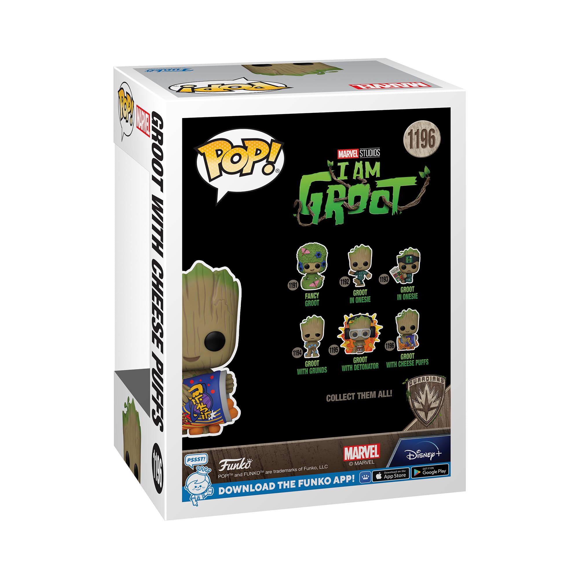 Funko POP! Marvel: Guardians of The Galaxy - Groot - 1/6 Odds for Rare Chase Variant with Cheese Puffs - Groot Shorts - Collectable Vinyl Figure - Gift Idea - Official Merchandise - for Kids & Adults
