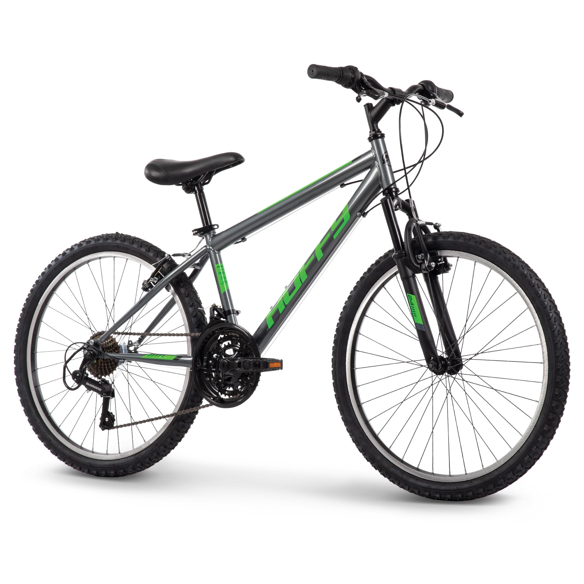 Photo 1 of *Scratched* Huffy Stone Mountain Mens 24 Inch Mountain Bike, Charcoal Gloss Frame, 21-Speed Shimano Twist Shifting, Front Suspension, Comfort Saddle | 20"/24"/26" Sizes, 6-21 Speeds, Dual Suspension Available