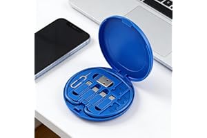 1 Pcs Multifunctional Data Cable Storage Box Portable Organizer with Multi Interface Connector for Travel Daily Use(Blue)
