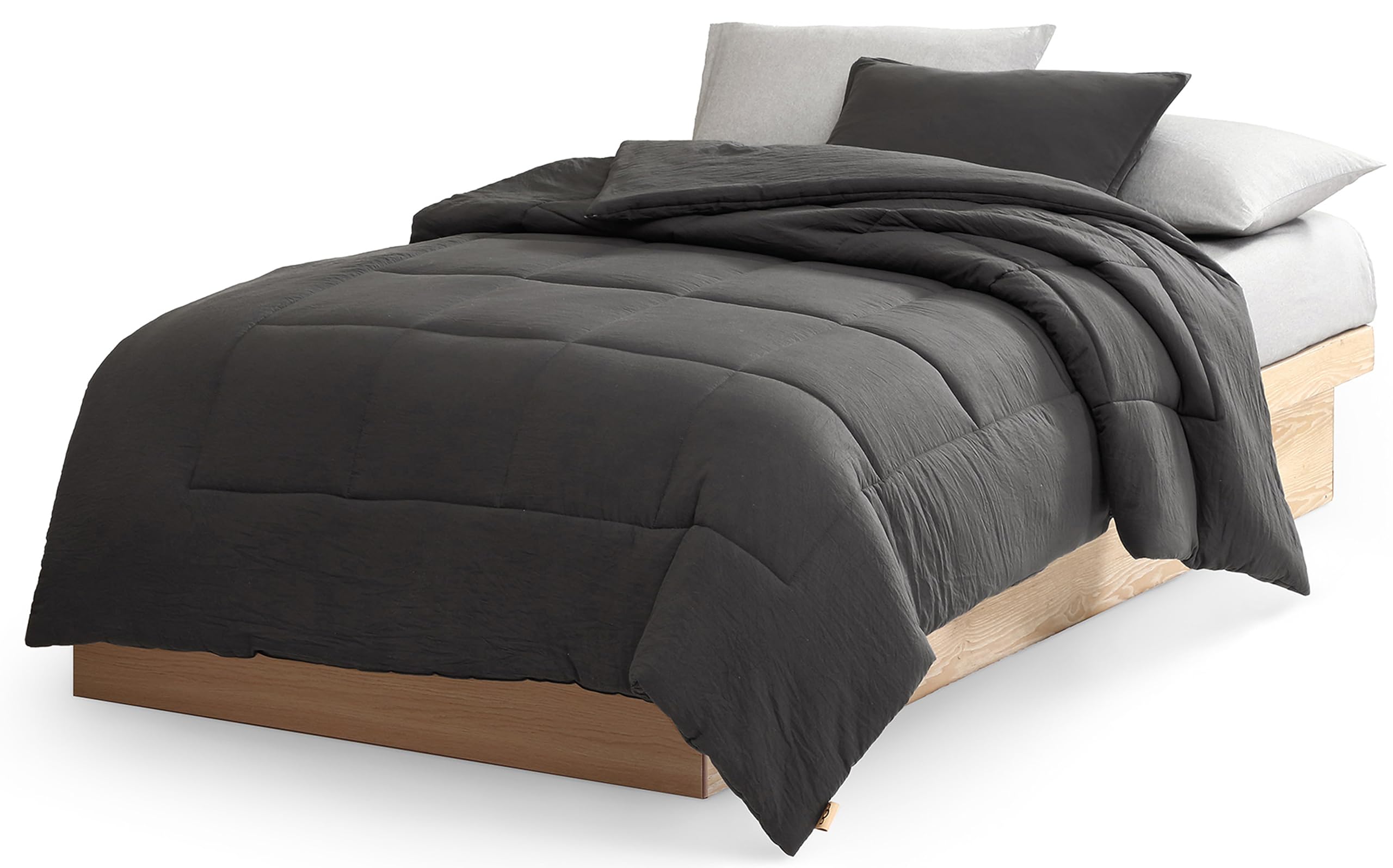 UGG Twin/XL Twin Comforter Set with 1 Pillow Sham, Lightweight Down Alternative Blanket, All Season, Washable & Hypoallergenic Bedding Set for College Apartment, Dorm Essential, Charcoal Grey (Lenora) Image