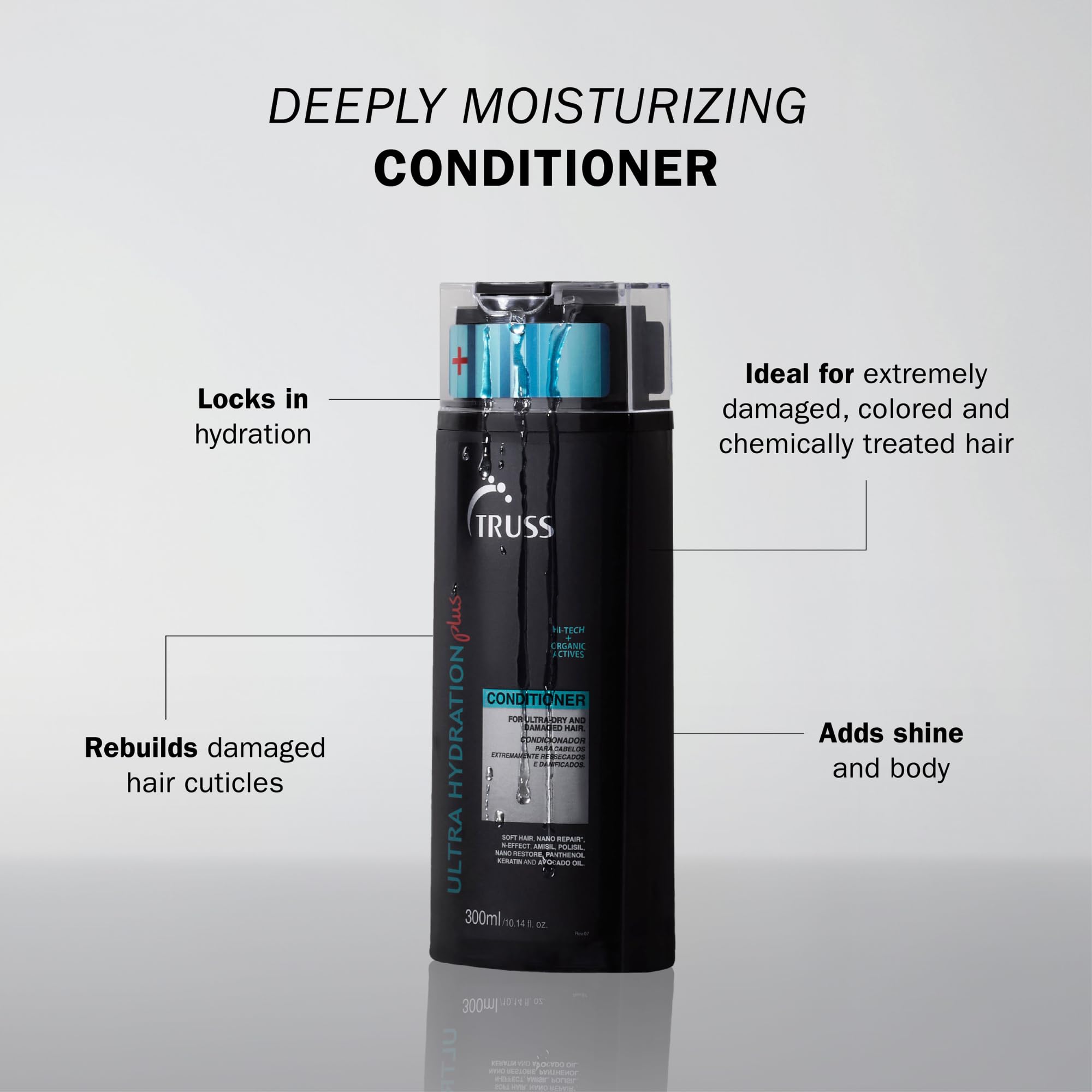 TRUSS Ultra Hydration Plus Hair Conditioner for Women & Men - Hydrating Conditioner for Dry Hair - Intense Repair for Extremely Dry, Damaged Strands - Color Protection & Frizz Control (10.14 oz)