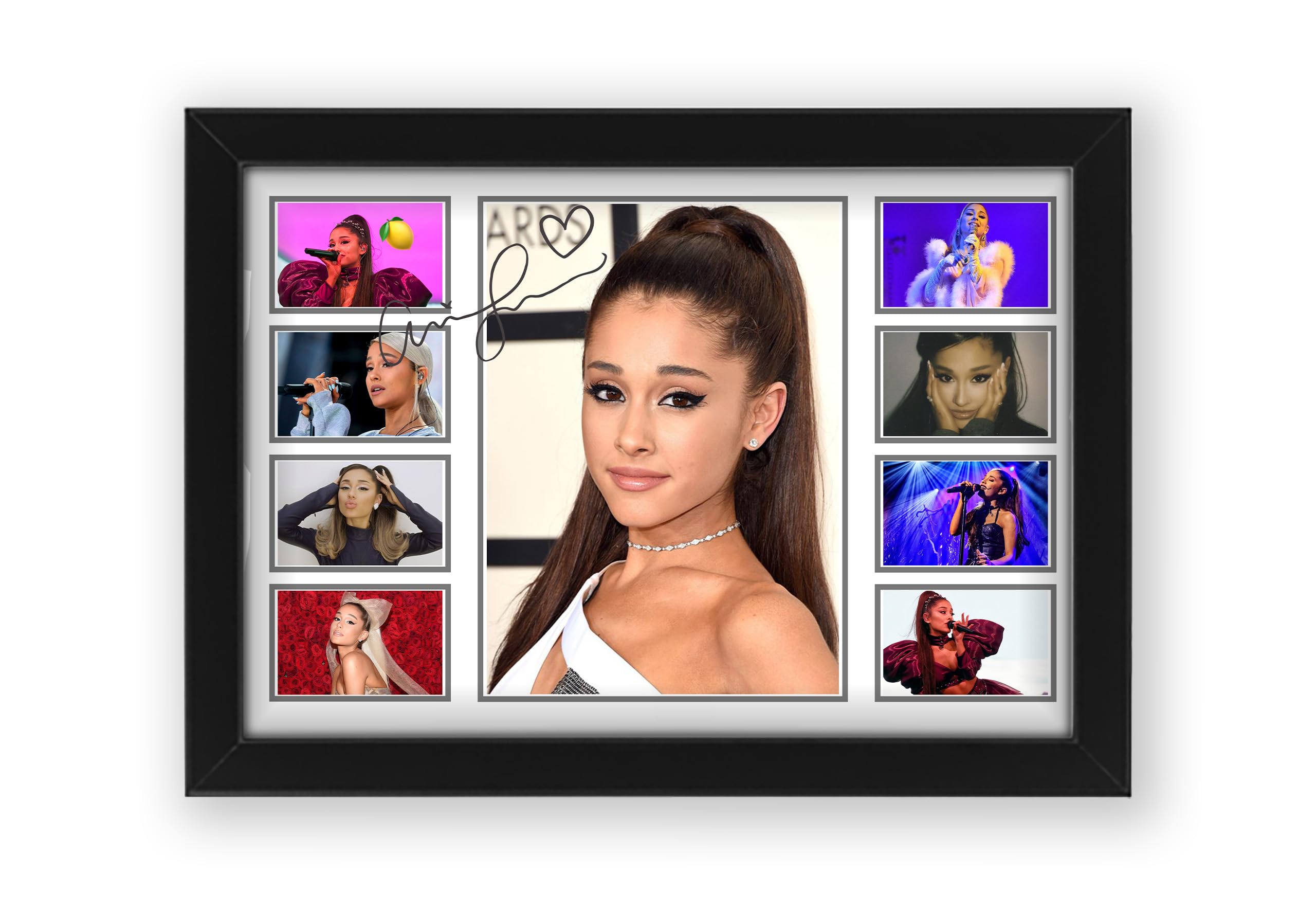 AllStarMedia Ariana Grande Signed Poster Print - Limited Edition Autograph Picture gift for the Ariana fan or collector of merchandise (Framed, A4 (30x20cm))