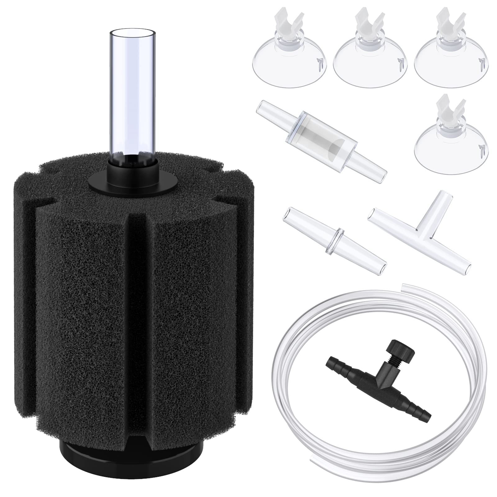 Pawfly Large Aquarium Bio Sponge Filter Quiet Betta Fry Shrimp and Small Fish Foam Filter with Airline Tubing Suction Cups Check Valve Connectors and Control Valve Accessories for 240 Litre Fish Tank โ image 1