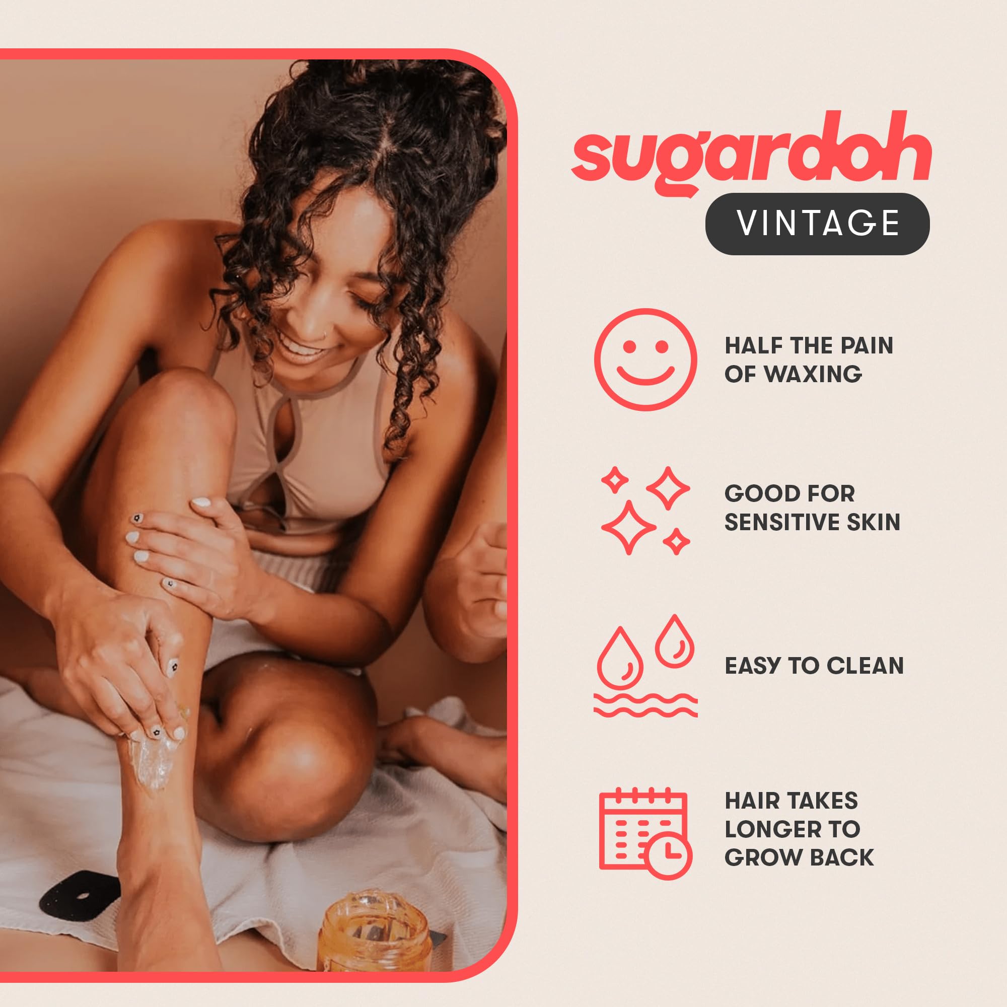 Sugardoh Sugar Waxing Kit for Women As Seen On Shark Tank (Vintage Kit Firm) - Underarms, Bikini, & Beginners - Sugar Wax Hair Removal - Sugaring Tiktok Viral Products - Bikini Wax Kit for Women