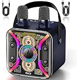 Karaoke Machine for Adults with Two Karaoke Microphone Wireless, PA System Bluetooth Speaker with Microphone Supports Bass Treble, TF Card, USB, AUX, Karaoke Machine for TV, Party, Birthday (Blue)