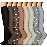 ACTINPUT 8 Pairs Compression Socks for Women & Men,Support Compression Stockings for Medical Running Athletic