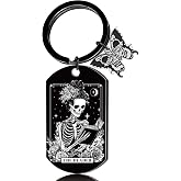 Luvsweets Halloween Skull Gothic keychain - Spooky Halloween Boo Basket Gift, Sugar Skull Skeleton Goth Key Chain with Butterfly Charm, Horror Witchy Gifts for Women Girls Besties Book Lovers
