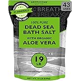 Aromasong Dead Sea Salt with Organic Aloe Vera, Spa Bath Salts, 19 Lbs Fine Bulk resealable Pack, 100% Pure & Natural, Soak for Women & Men for Tired Muscles & Skin Issues (Packaging May Vary)