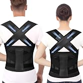 Posture Corrector for Women and Men Shoulder Back Brace (Black, Large) | Adjustable Shoulder Brace, Support Lumbart Belt, Spine Posture Trainer for Neck, Shoulder, Lower Back Support