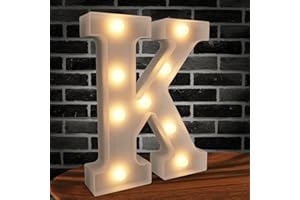 CIDENBIO Light up Letters Marquee Letters, 26 Alphabet Battery Powered LED Lights Sign, Night Light White Plastic Letters for Engagement Party Wedding Baby Shower Birthday, Light up Marquee Letters (Letter K)