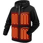 Venustas Unisex Heated Hoodie with Battery, Quarter-Zip Pullover Sweatshirt with 6 Heating Zones for Men & Women