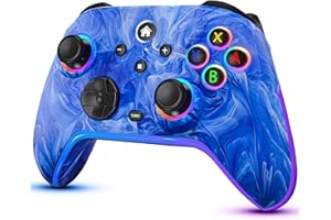 JAVRUNWOF Switch Controller-Wireless-Switch-Pro-Controllers-Blue Compatible with Switch/Lite/OLED,1200mAh Rechargeable Remote Gamepad Joystick with 10 RGB Led Light,6-Axis Gyro,Turbo,Wake Up,Motion