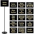 Wenqik Please See Wait to Be Seated Hostess Sign for Restaurant with Stand with 9 Inserts 11 x 14 Inch Seating Sign Holder with a Base Sturdy Versatile Yard Advertising Business Store Floor, Black