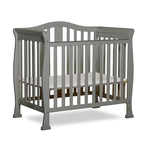 Dream On Me Addison 4-in-1 Convertible Mini Crib in Cool Grey