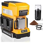 Taingwei Cordless Coffee Maker for Dewalt 20V Battery, Portable Drip Coffee Maker with Electric Coffee Grinder for RV, Camping, Travel, Car, Hiking (Battery Not Included)