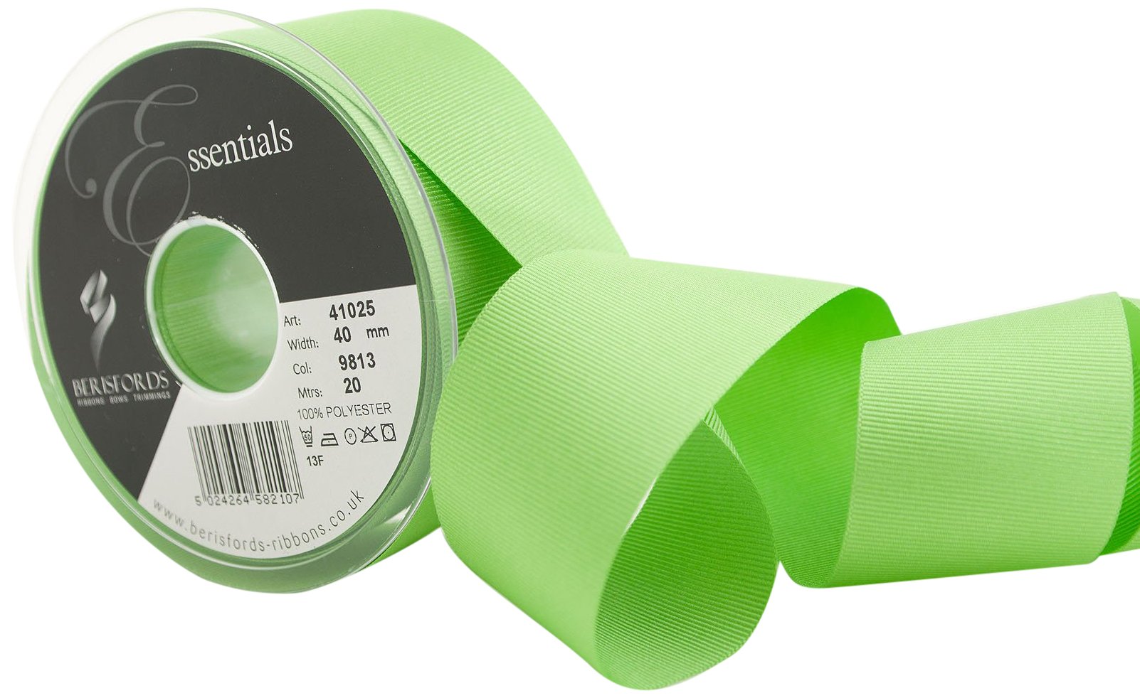 Berisfords 41025 20 m x 40 mm Polyester Grosgrain Ribbon, Spring Green โ image 1