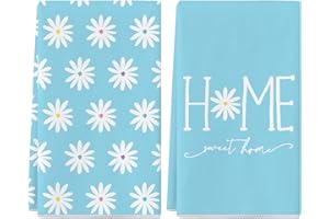 Siilues Spring Kitchen Towels Set of 2, 18x26 Inch Spring Dish Towels Flower Spring Decor Hand Towels Seasonal Spring Decorations for Home Drying Dishcloth (Blue)