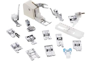 Sewable Presser Foot Set with Walking Foot (15 Piece) | Fits Low Shank Sewing Machines - Brother, Janome, Singer, Baby Lock, Kenmore, and More | Includes Hard Case