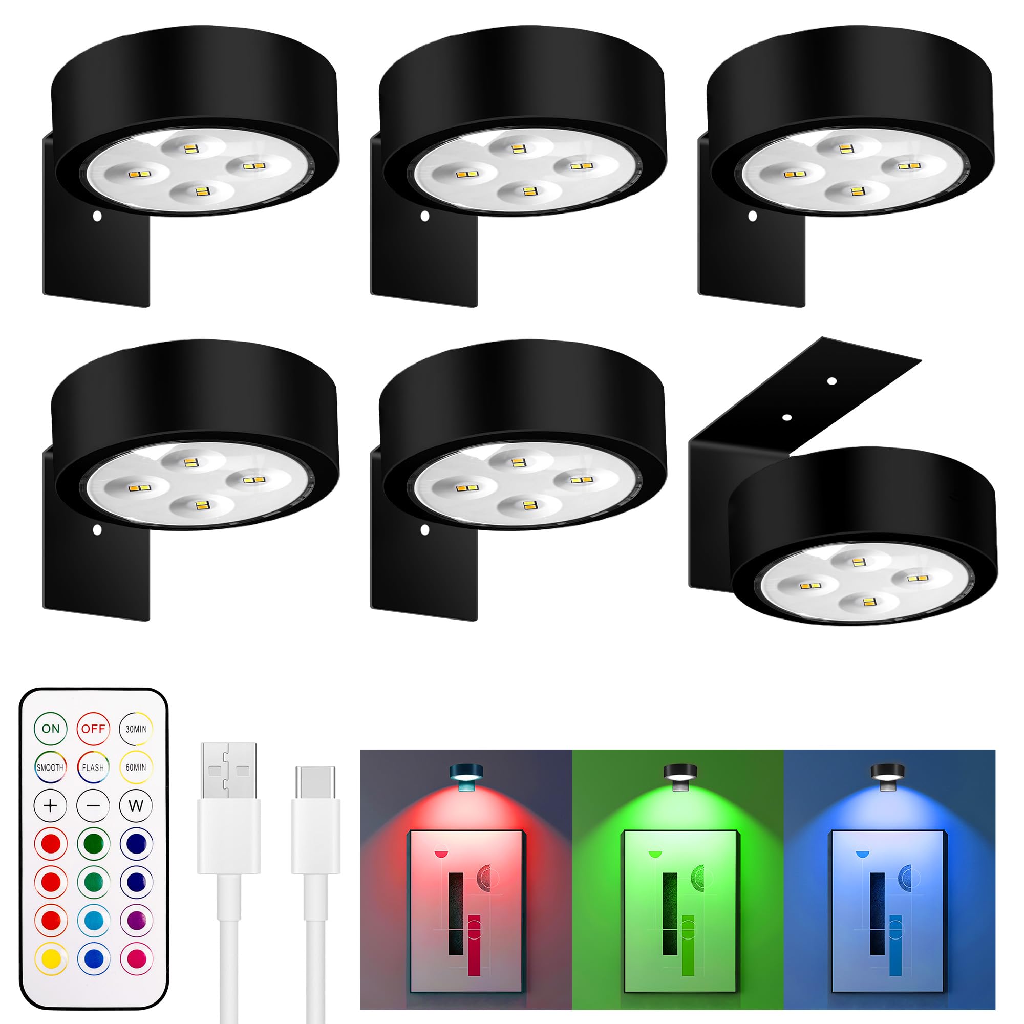 maylit 6 Pack RGBW Picture Lights for