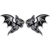 Evil Bat Emblem 3D Badge, Custom Car Emblem Decal for Car, Truck, SUV, Automotive Accessory (Set of 2) (Chrome)