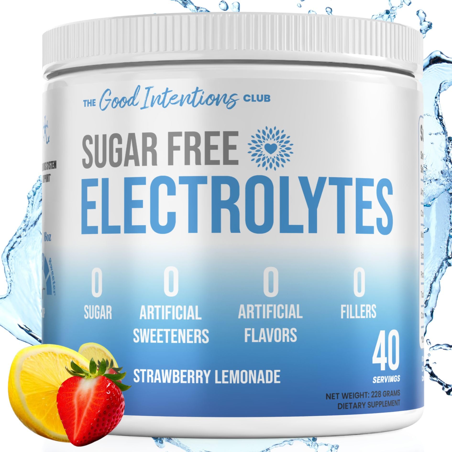Photo 1 of ***BB DEC31/26***Electrolytes Powder No Sugar - No Artificial Sweeteners or Flavors, Strawberry Lemonade, 40 Servings - Hydration Powder - Sugar Free Electrolytes (40 Servings, Strawberry Lemonade)