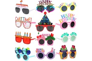 NICOWARM 12pcs Birthday Glasses, Happy Birthday Sunglasses, Novelty Funny Photo Booth Props for Party, Sunglasses for Kids Adults Party Favors