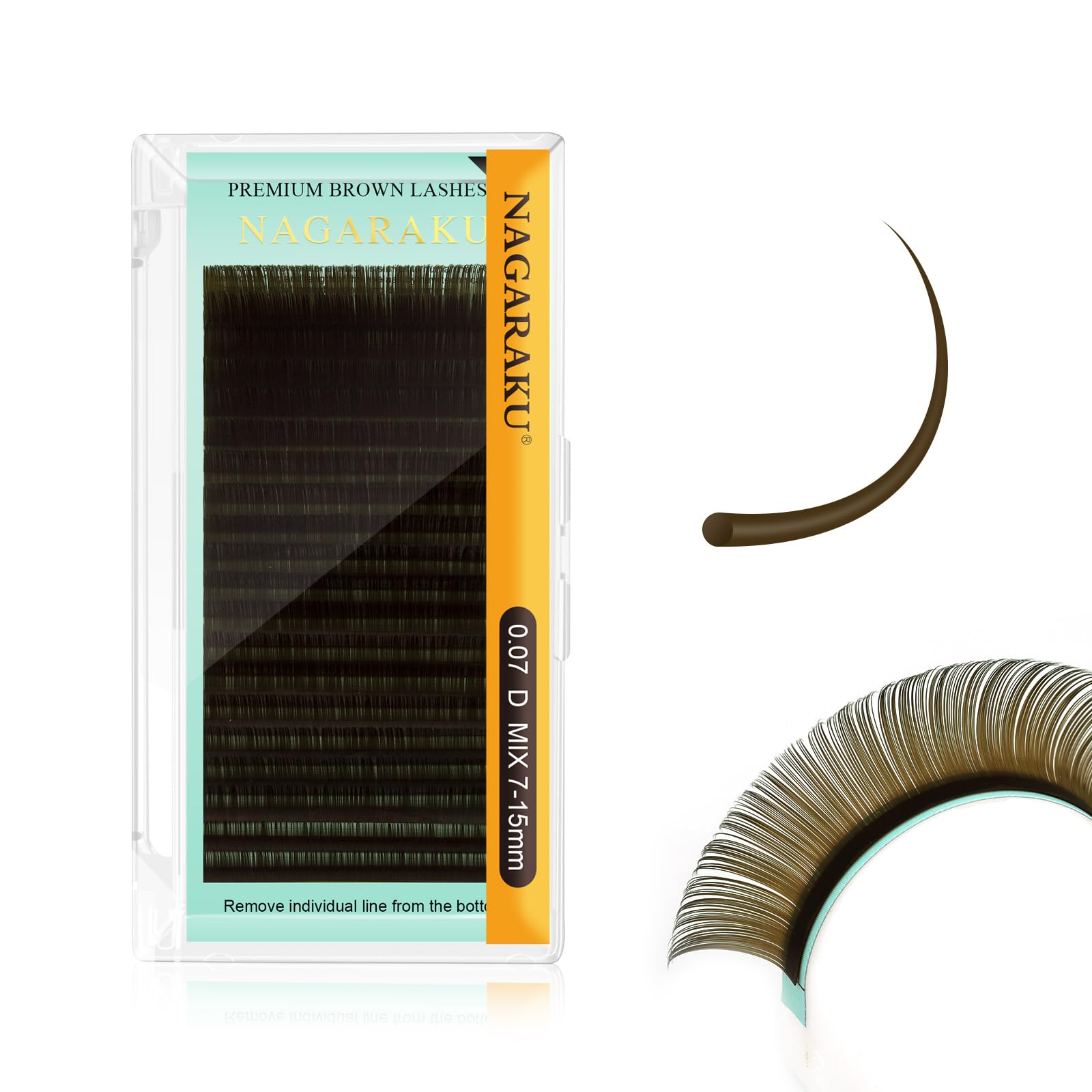NAGARAKU Natural Brown Colored Eyelash Extensions 0.07mm D Curl 7-15mm Mix Tray Soft Individual Lashes Supplies Classic False Eyelashes Mega Volume 20 Rows Light Brown — image 1
