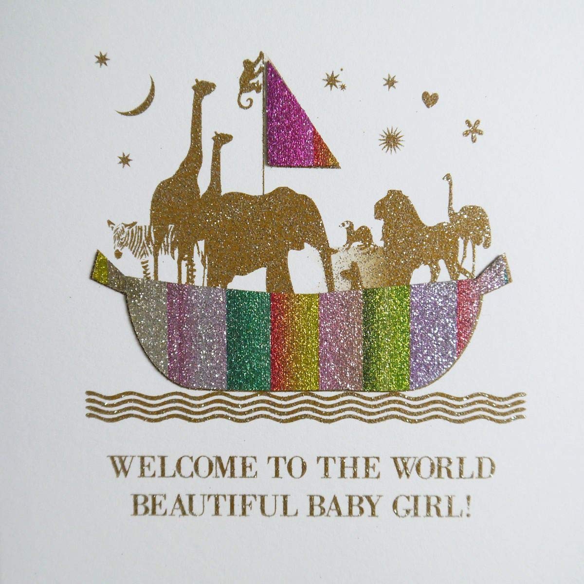 Welcome to The World Beautiful Girl - Lovingly Handmade & Printed with Biodegradable Glitter Card - NE7