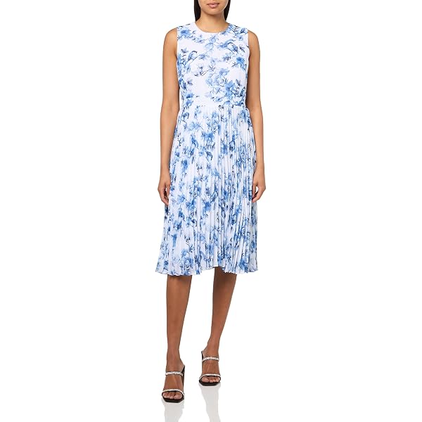 slim fit dress slacks Satin Fit & Flare Dress with Pleats main image 1