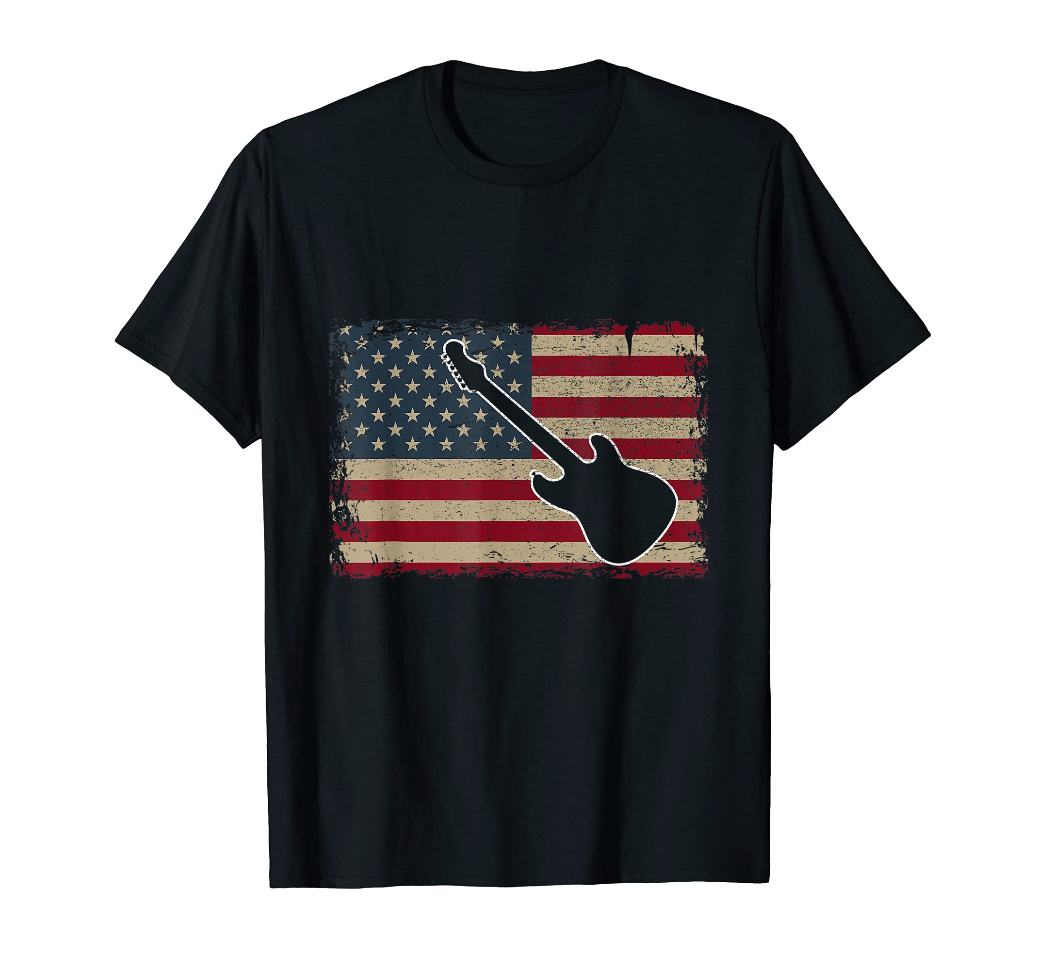 Electric Guitar USA Flag Gift Patriotic Rock Guitarist T-Shirt