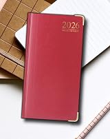 PaulStore 2026 Diary Slim Line Week to View with Metal Edge Red view 3