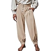 Runcati Mens Medieval Pirate Pants Renaissance Viking Knicker Colonial Halloween Cotton Gothic Costume Trousers