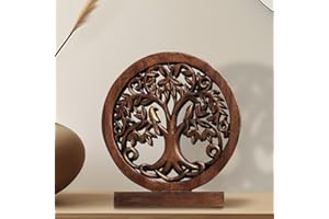 Decozen Solid Wood Tree of Life Sculpture - Home Decor, Living Room, Boho, Shelf, Coffee Table, Centerpiece Table Decorations, Mantle, Dining Table Centerpiece, Bathroom Shelf, Entryway, Farmhouse