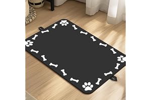 PTFFF Pet Feeding Mat-Absorbent Dog Food Mat for Water Spill, Dog Mat for Food and Water Bowl, Quick Dry Dog Water Dispenser Mat, Dog Water Bowl Mat for Messy Drinkers, 12"*19"