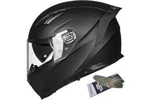 ILM Snowmobile Motorcycle Helmets Full Face with Anti-Fog Pinlock for Cascos para Motos Mens Women Heated Shield Optional DOT Model-129(Matte Black, L)