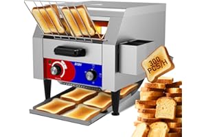 HTTSICHI Commercial Conveyor Toaster w/ 2 Slice Wide Slot, 300 Slice/hour Commercial Toaster w/ 10.1’’ Wide and 3‘’ Opening, Industrial Kitchen Cooking bagel w/Stainless Steel and Heavy Duty