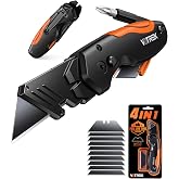 VOTREK 【4-in-1】 Multitool Folding Utility Knife Box Cutter, Navajas para Trabajo, Quick-Change Knife, 【Belt Clip】【Blade Storage】, Gifts for Fathers Dad Papa, Extra 10 SK5 Blades Included