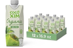 COCOXIM Ready to Drink Organic Coconut Water - 16.9 oz (Pack of 12) | Zero Added Sugar| 100% Natural & Fresh with Electrolytes & Nutrients | Halal & Kosher Certified | Alternative to Soda, Soft Drinks and Sports Drinks