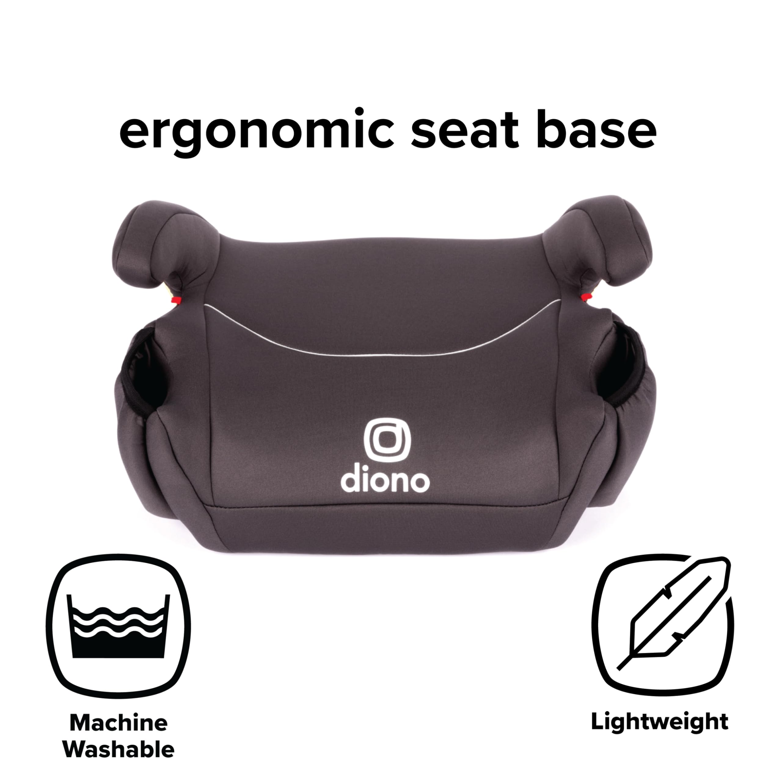 Diono Solana, No Latch, Pack of 2 Backless Booster Car Seats, Lightweight, Machine Washable Covers, Cup Holders, Black