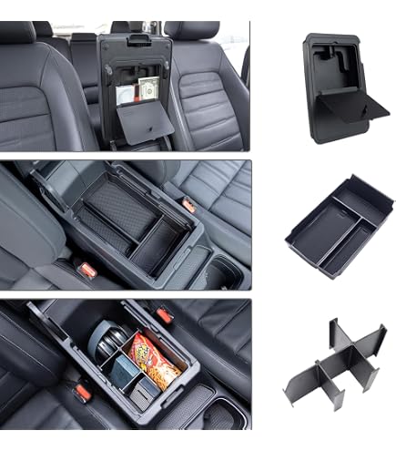 Center Console Organizer Tray For 2023-2025 Honda CR-V & CR-V Hybrid - 2-Piece ABS Storage Box For Armrest Compartment - View #2
