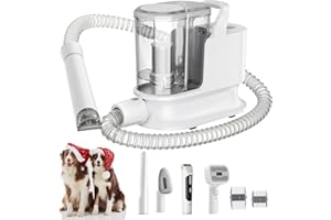 YOOHI Dog Grooming Kit & Dog Grooming Vacuum, 12Kpa Suction Pet Vacuum Grooming Kit with Low Noise, 3 Suction Mode, 2L Capacity, Dog Vacuum with 5 Pet Grooming Tools for Shedding Pet Hair, Home Cleaning