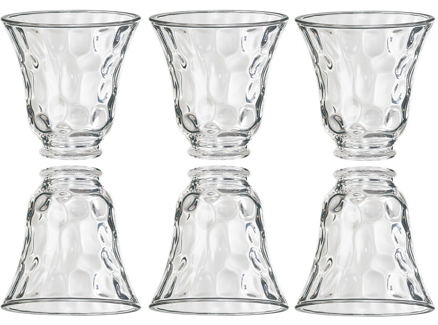 DYSMIO Lighting Replacement Shade Height: 4.75-inch, Depth: 4.75-inch, Width: 4.9 inches. The Fitter Size of The Clear Hammered Style Glass Shade is 2.25 inch - Pack of 6
