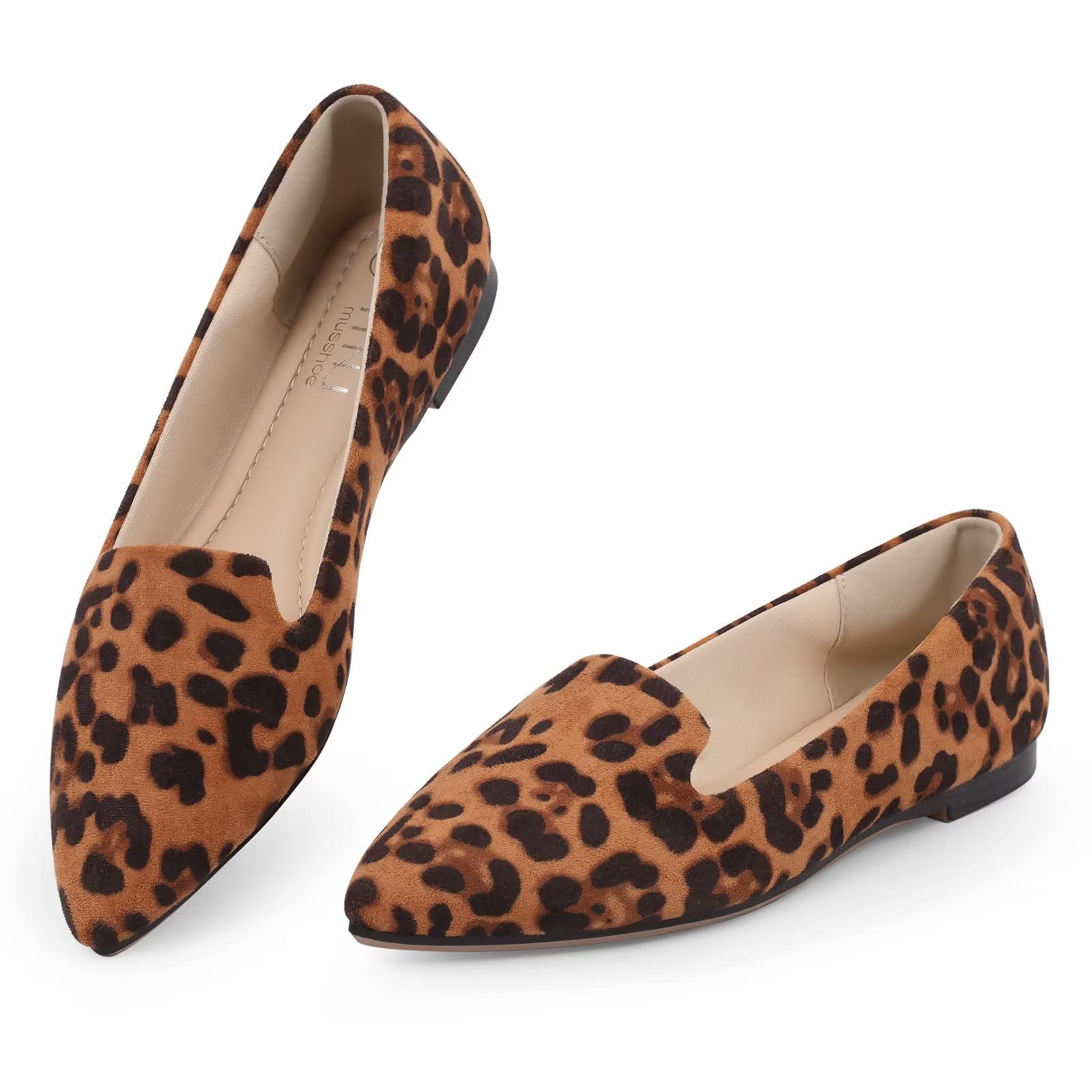 Photo 1 of **GENTLY USED**MUSSHOE Flat Shoes Women Pointed Toe Comfortable Women's Flats, Leopard Suede 9